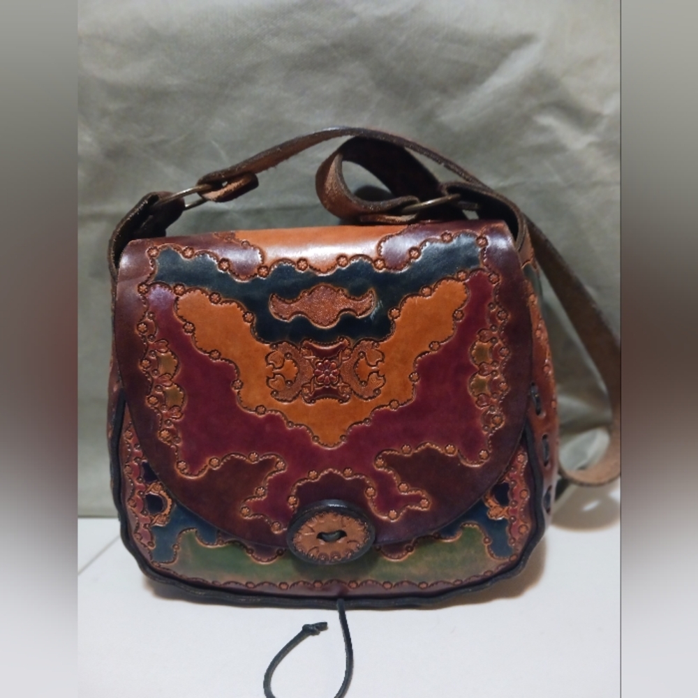 Vintage Tooled Multi Colored Leather Purse. Very Boho/festival